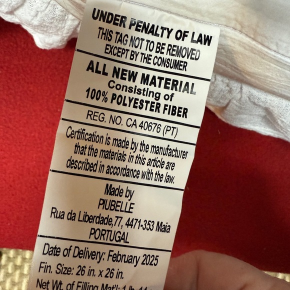 PiuBelle 2 Pck Cotton Euro Sham Filling Polyester White Gauze Ruffled Portugal - Picture 12 of 12